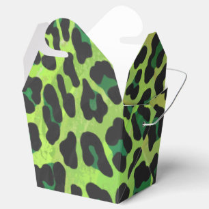 Caixinha De Lembrancinhas Leopardo Preto e Verde Estampado