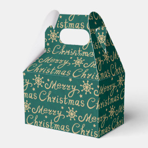 Caixinha De Lembrancinhas Letra de Natal Faux Dourada e Verde