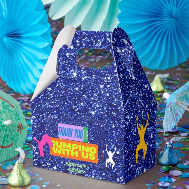 Caixinha De Lembrancinhas Let's Jump Party Bounce Neon Trampoline Park  (Festa)