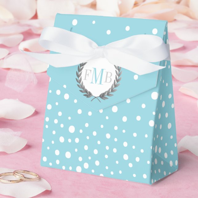 Caixinha De Lembrancinhas Light blue and white polka dot pattern wedding fav (Casamento)