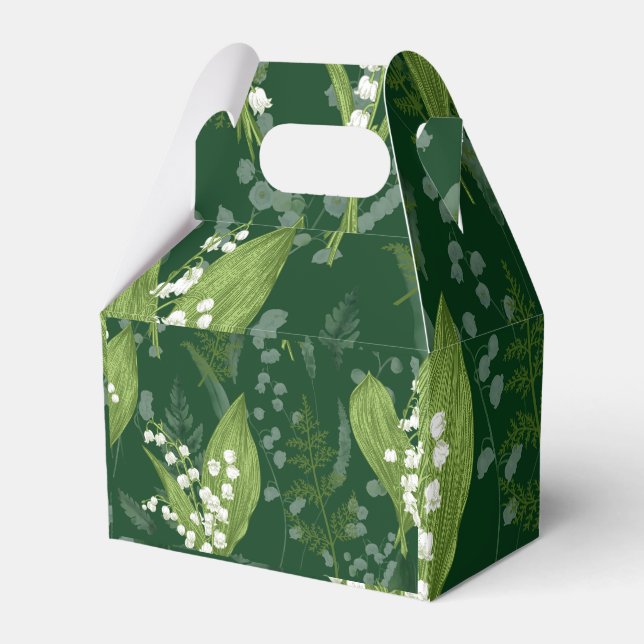 Caixinha De Lembrancinhas Lily of Valley com Ferns | Verde Escuro (Frente)