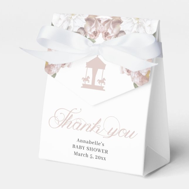 Caixinha De Lembrancinhas Linda Carrossel Floral Suave Rosa (Frente)