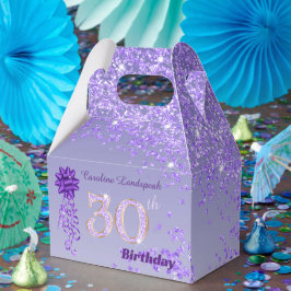Caixinha De Lembrancinhas Linda Fita de Brilho Roxa Aniversário de 30 anos