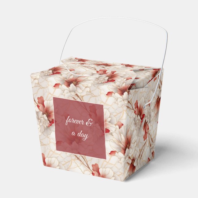 Caixinha De Lembrancinhas Lindo Floral Branco Vermelho (Frente)