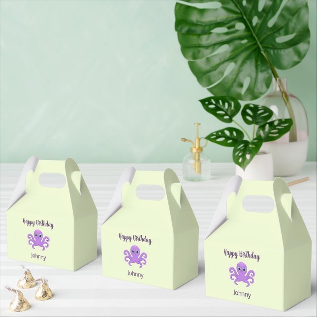 Caixinha De Lembrancinhas Lindo polvo roxo verde (Múltiplo)
