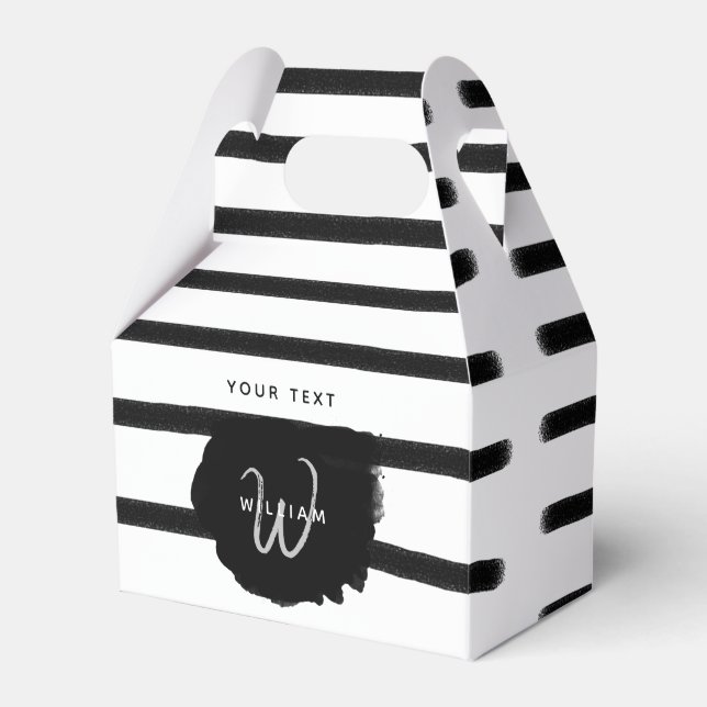 Caixinha De Lembrancinhas Linhas Desenhadas da Mão Preta e Branco (Frente)