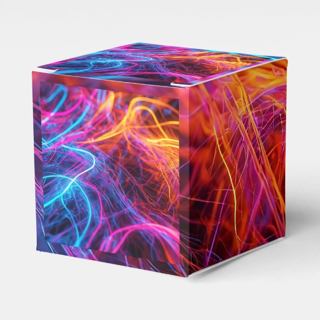 Caixinha De Lembrancinhas Linhas Neon (Frente)