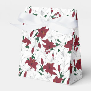 Caixinha De Lembrancinhas Lírios de Natal Vermelho e Branco