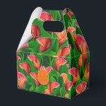 Caixinha De Lembrancinhas Lírios na moda Orange Calla e Botânicos Verdes<br><div class="desc">Este design apresenta lírios cor-de-rosa e laranja vibrantes e folhagem verde com emblema redondo personalizável com iniciais e data na frente e no verso. Procure toda a coleção em nossa Elegante Coleção de Primavera e Verão.</div>