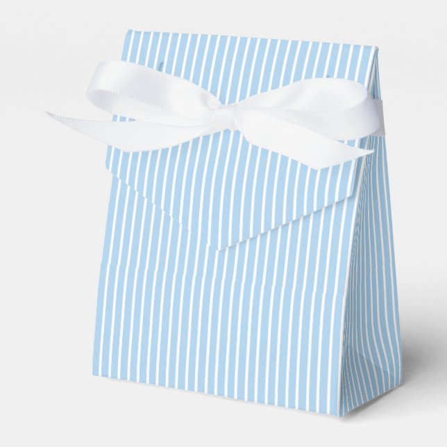 Caixinha De Lembrancinhas Listras Elegantes Branco - Azul Bebê (Frente)