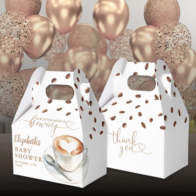 Caixinha De Lembrancinhas Little Bean Is Brewing Coffee Theme Baby Shower (Little Bean Is Brewing Coffee Theme Baby Shower Favor Boxes)