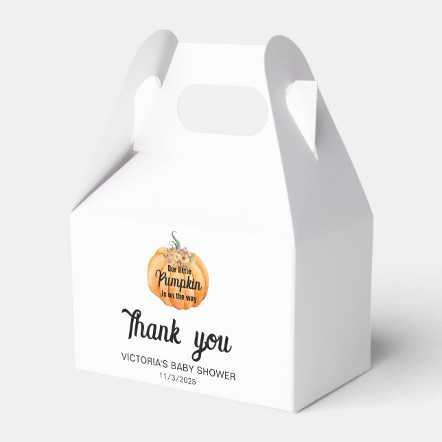 Caixinha De Lembrancinhas Little Pumpkin is on the way Baby Shower  (Frente)