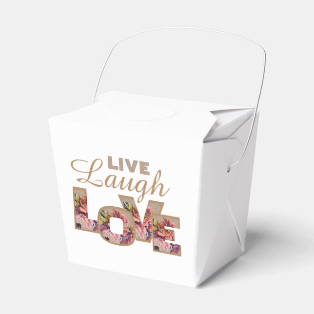 Caixinha De Lembrancinhas Live, Laugh, Love Rustic Floral Letters (Frente)