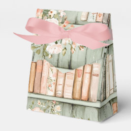 Caixinha De Lembrancinhas Livro de cor clara com Flores na Estante de Livros
