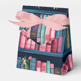 Caixinha De Lembrancinhas Livros Rosa e Azul e Flores na Estante