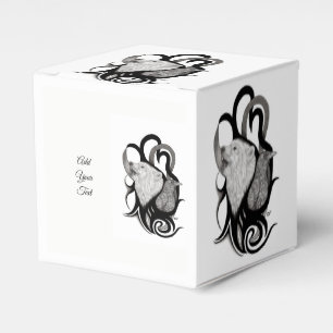 Caixinha De Lembrancinhas Lobo Branco com Arte Tribal Raven