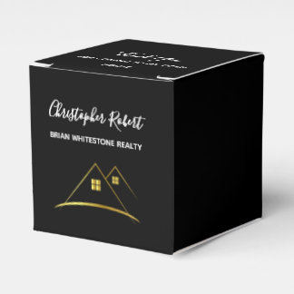 Caixinha De Lembrancinhas Logotipo da Casa Dourada Moderna da Imobiliária