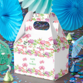 Caixinha De Lembrancinhas Lótus Floral em Aquarela Rosa Elegante