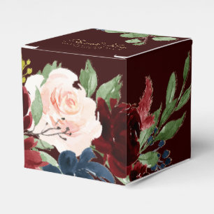 Caixinha De Lembrancinhas Love Bloom Partido Elegante Burgundy Marsala