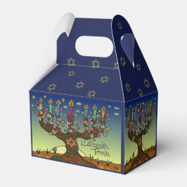 Caixinha De Lembrancinhas L'shanah Tovah Tree Life Menorah Favor Box