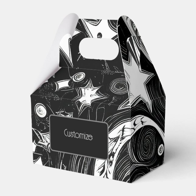 Caixinha De Lembrancinhas Lua E Estrelas Abstrato personalizadas (Frente)