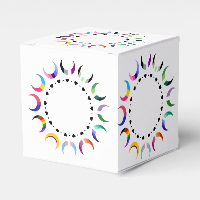 Caixinha De Lembrancinhas Luas do Orgulho Crescente e Anel Cardíaco (Frente)