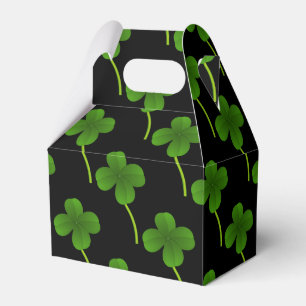 Caixinha De Lembrancinhas Lucky Four Folha Clover em Preto