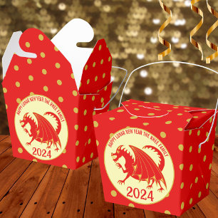 Caixinha De Lembrancinhas Lunar, Ano Novo 2024, Festa de Bolinhas do Dragão