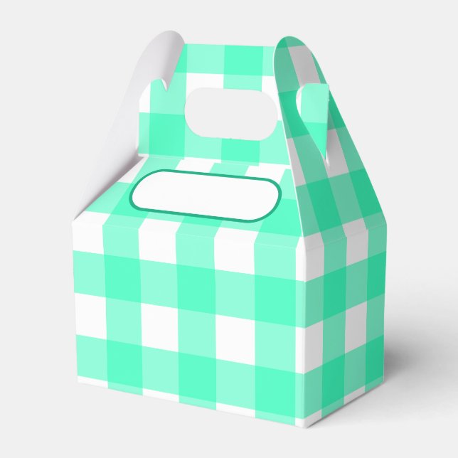Caixinha De Lembrancinhas Lunch Box Vichy bleu turquoise (Frente)