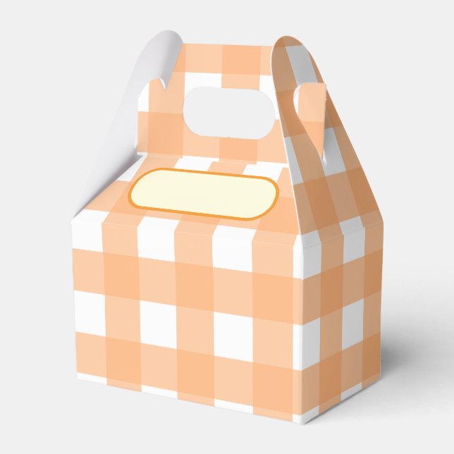 Caixinha De Lembrancinhas Lunch Box Vichy orange pastel (Frente)