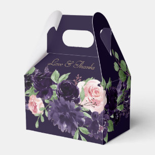 Caixinha De Lembrancinhas Lush Blossom   Amor e Obrigados roxos e rosados