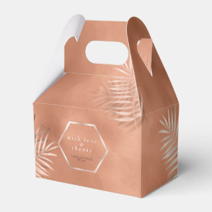 Caixinha De Lembrancinhas Lush Palm Leaf Wedding Obrigados Terra Cotta ID956