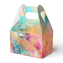 Luxe Watercolor Azul-rosa e Abstrato Dourado