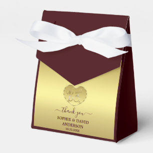 Caixinha De Lembrancinhas Luxo Dourado Burgundy Profundo Aniversário de Casa