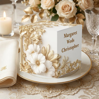 Caixinha De Lembrancinhas Luxo Dourado Ornado Floral Herança Real Casamento