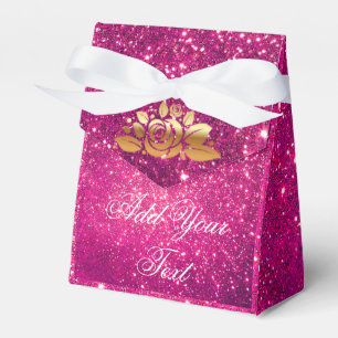Caixinha De Lembrancinhas Luxo Monogramado Rosa Popular Dourado Brilho