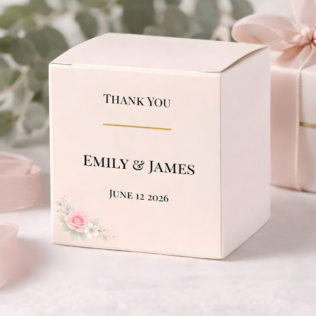 Caixinha De Lembrancinhas Luxury Blush Wedding  (Luxury blush wedding favor box with floral design)