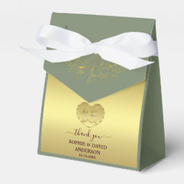 Caixinha De Lembrancinhas Luxury Gold Sage Green Wedding Anniversary 