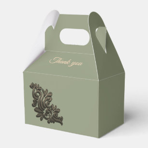 Caixinha De Lembrancinhas Luxury Moderno Sage verde e faux metal