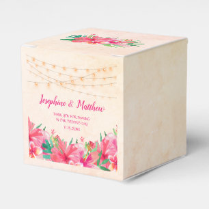 Caixinha De Lembrancinhas Luzes de Cordas Tropicais Casamento Floral de Aqua