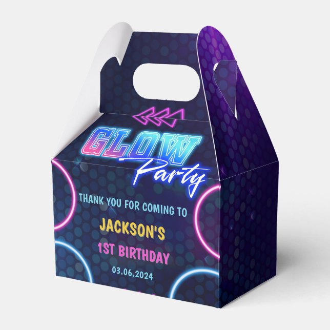Caixinha De Lembrancinhas Luzes de Neon Brilhantes Obrigado Festa de anivers (Frente)