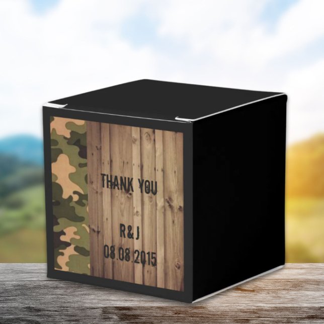 Caixinha De Lembrancinhas madeira de celeiro rústico do país ocidental Camo  (rustic barn wood western country Camo Wedding Favor Boxes)