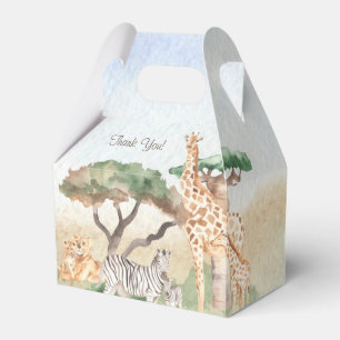 Caixinha De Lembrancinhas Mamães de aquarela e Baby African Animal Obrigado