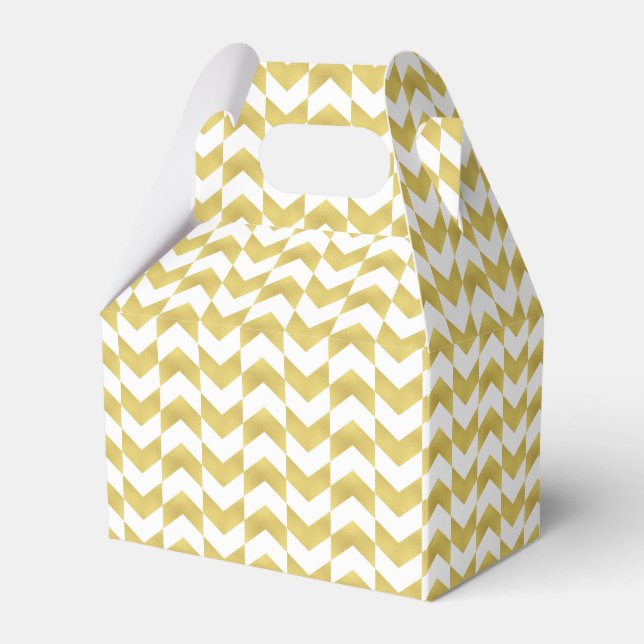 Caixinha De Lembrancinhas Manchas, padrão Dourado e branco (Frente)