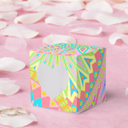 Caixinha De Lembrancinhas Mandala Sobreposta Rosa Azul Amarelo Verde-Menta R