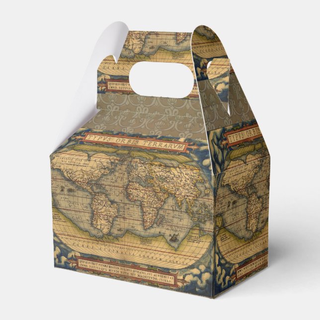 Caixinha De Lembrancinhas Mapa Mundial Ortelius 1570: Cartografia Antiga (Frente)