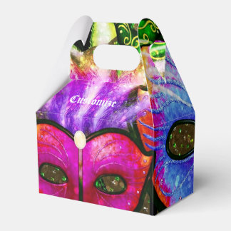 Caixinha De Lembrancinhas Mardi Gras Máscaras Gable Box Colorida
