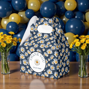 Caixinha De Lembrancinhas Margaridas no Aniversário de Jeans Azul 