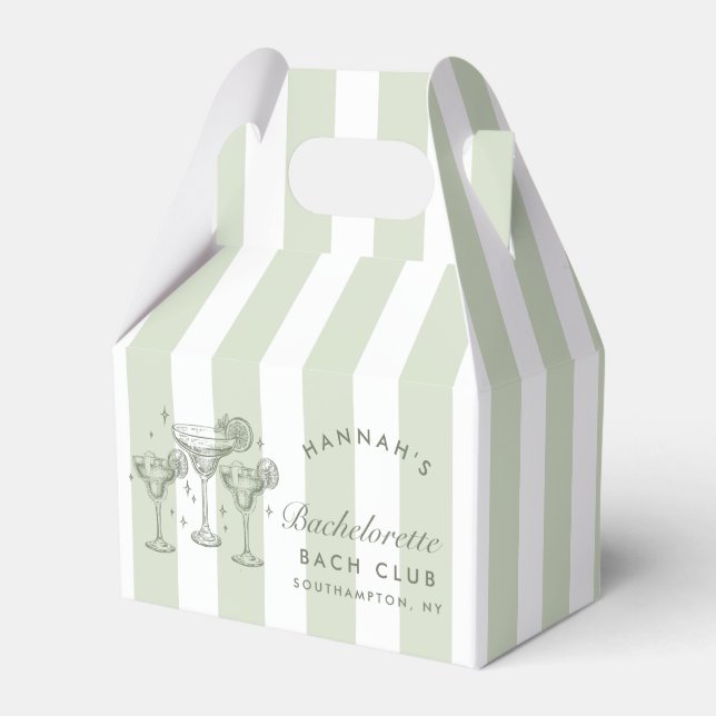 Caixinha De Lembrancinhas Margaritas e Matrimônio Retro Modern Striped Bach (Frente)