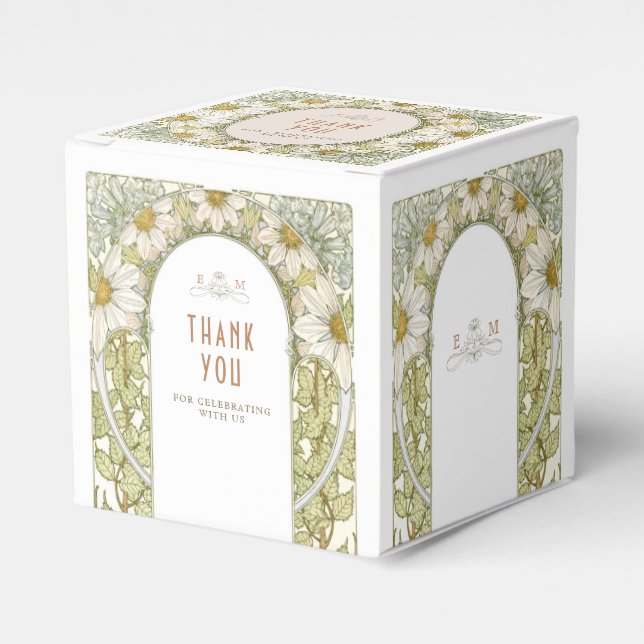 Caixinha De Lembrancinhas Marguerite Margarida Delicada Arte Nova Mucha (Frente)